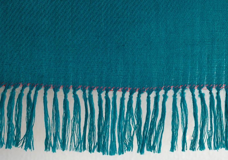 Small Handwoven Alpaca Wool Stole-Natural Dyes Turquoise Madder Indigo and Tesu Flowers