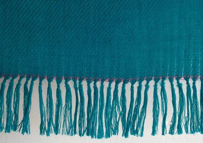 Small Handwoven Alpaca Wool Stole-Natural Dyes Turquoise Madder Indigo and Tesu Flowers
