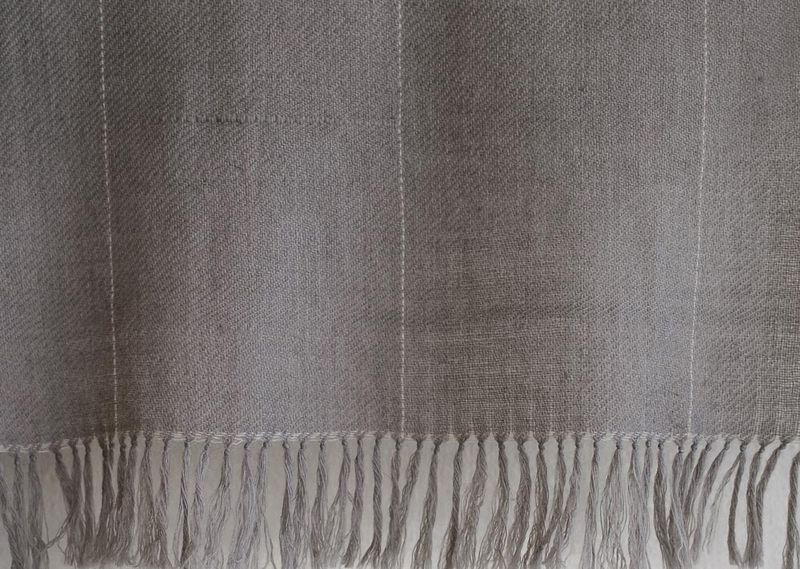 Small Handwoven Alpaca Wool Stole-Beige and Grey Natural Dyes Tea and Harada