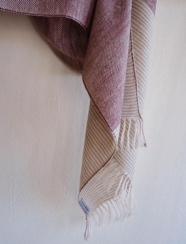 Small  Alpaca Stole- Handwoven, Grey and Purple Natural Dyes, Tea, Shellac and Harada