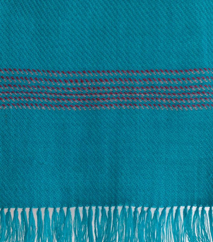 Handwoven Woollen Scarf-Turquoise and Blue From Natural Dyes Indigo and Tesu Flowers