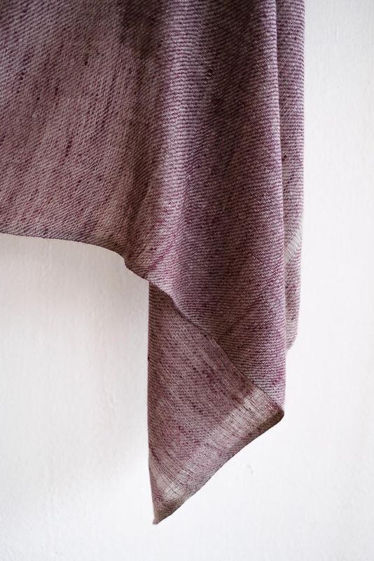 Handwoven Pure Pashmina Shawl- Certified, Dyed Purple and Grey With Natural Dyes Shellac and Harada