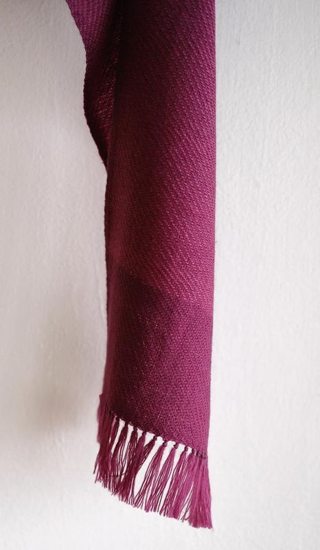 Woollen Scarf - Small Handwoven Coloured Purple With Natural Dye Shellac