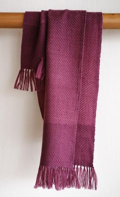 Woollen Scarf - Small Handwoven Coloured Purple With Natural Dye Shellac