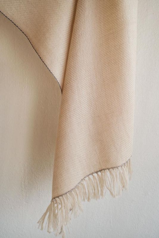 Small  Alpaca Stole- Handwoven, Grey and Beige Natural Dyes, Tea and Harada