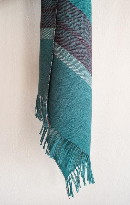 Small  Alpaca Stole- Handwoven, Turquoise  and Purple, Natural Dyes, Tesu Flowers, Indigo and Sappanwood