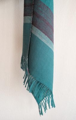 Small  Alpaca Stole- Handwoven, Turquoise  and Purple, Natural Dyes, Tesu Flowers, Indigo and Sappanwood