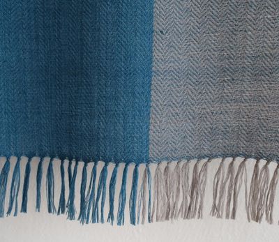 Small  Alpaca Stole- Handwoven, Blue and Grey Natural Dyes, Indigo and Harada