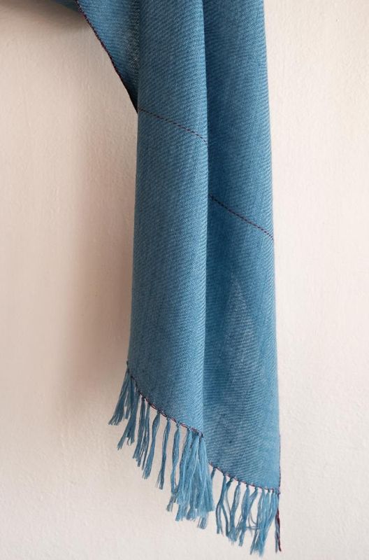 Small  Alpaca Stole- Handwoven, Blue  and Purple, Natural Dyes, Indigo and Sappanwood