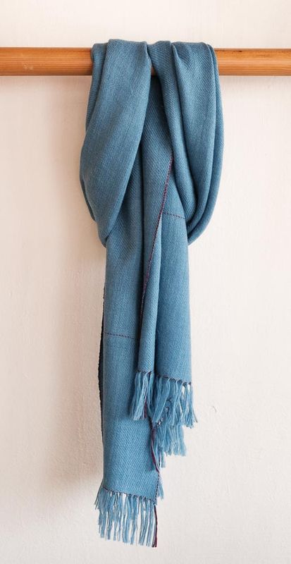 Small  Alpaca Stole- Handwoven, Blue  and Purple, Natural Dyes, Indigo and Sappanwood