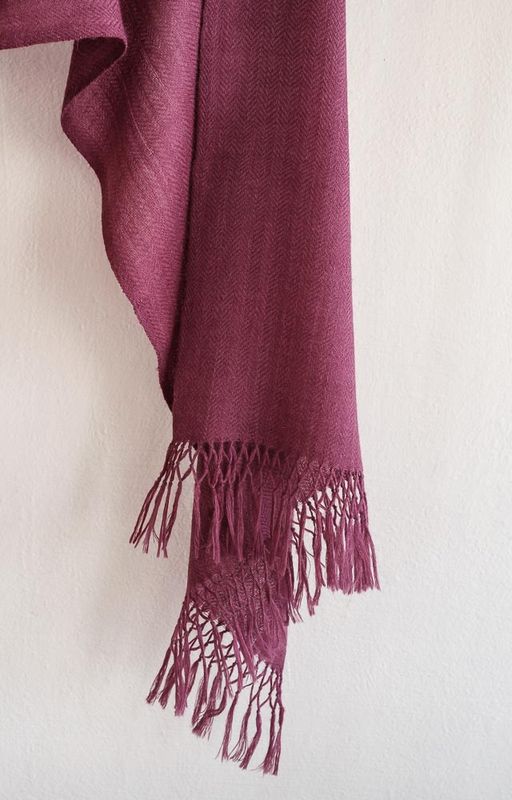 Small  Alpaca Stole- Handwoven, Purple Natural Dye Shellac