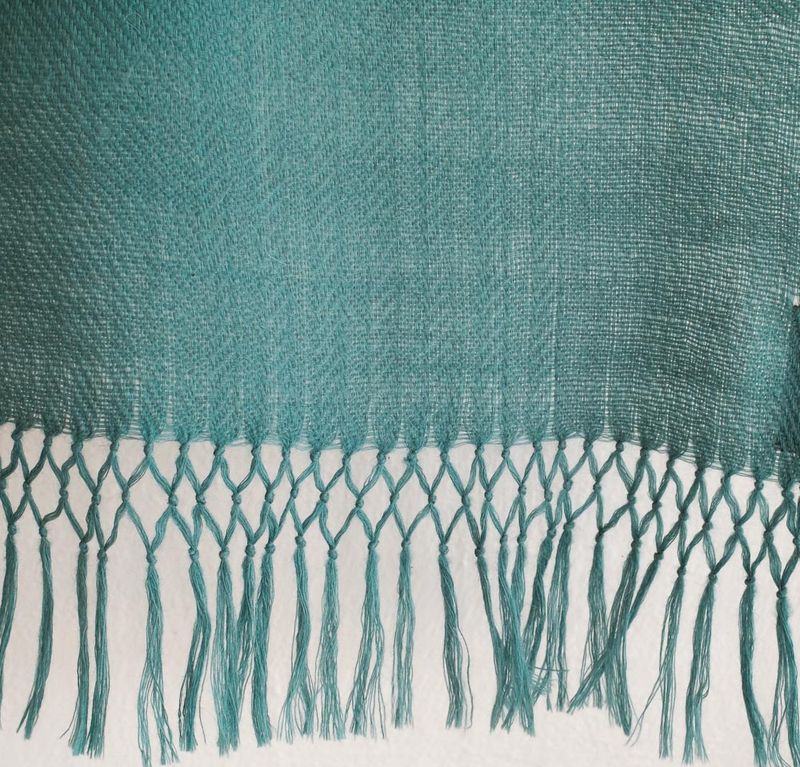 Alpaca Scarf- Handwoven, Turquiose and Grey Natural Dyes Indigo and Tesu Flowers