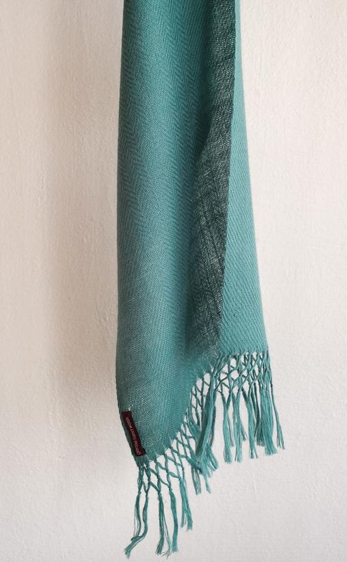 Alpaca Scarf- Handwoven, Turquiose and Grey Natural Dyes Indigo and Tesu Flowers