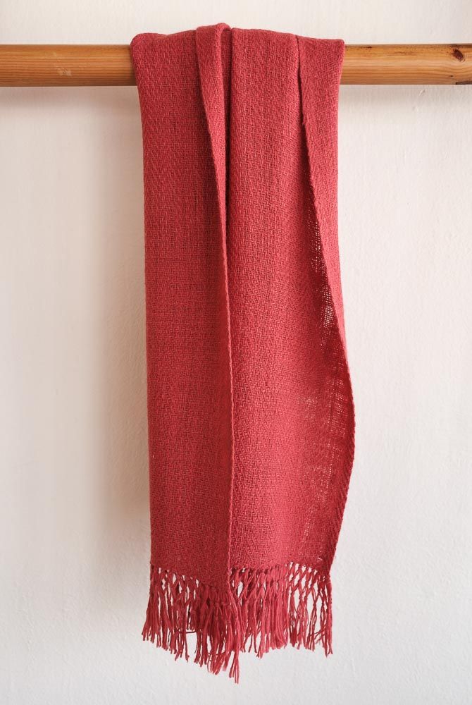 Small  Woollen Stole -Handspun Pink With Natural Dye Madder