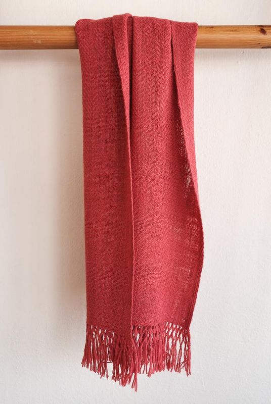 Small  Woollen Stole -Handspun Pink With Natural Dye Madder