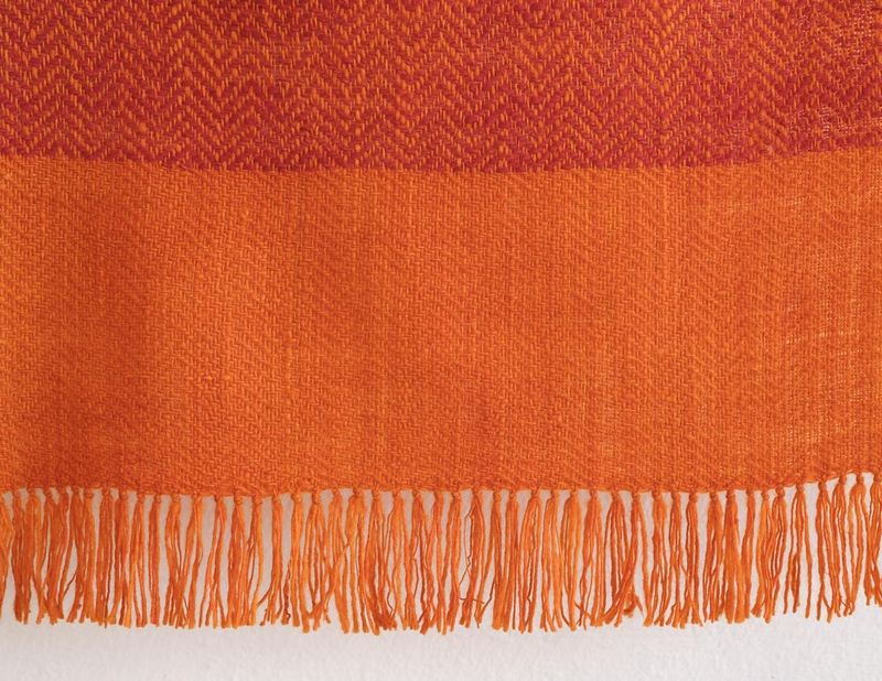 Small  Woollen Stole -Handspun Pink and Orange With Natural Dyes, Madder and Tesu Flowers