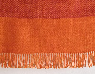 Small  Woollen Stole -Handspun Pink and Orange With Natural Dyes, Madder and Tesu Flowers