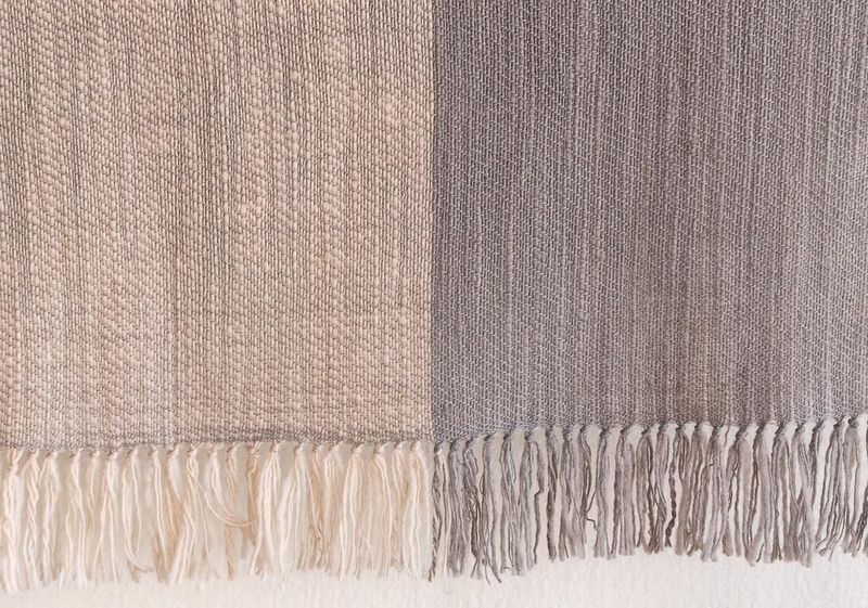 Small Stole Made With Very Fine Handspun Merino Wool Beige and Grey