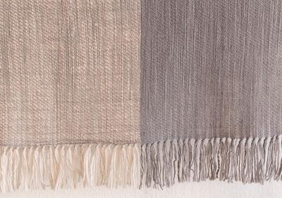 Small Stole Made With Very Fine Handspun Merino Wool Beige and Grey