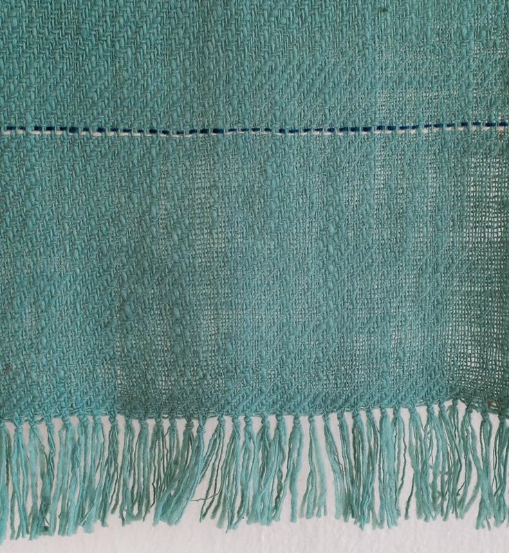 Very Soft Scarf Made With Handspun Fine Merino Wool-Green With Natural Indigo and Tesu Flowers
