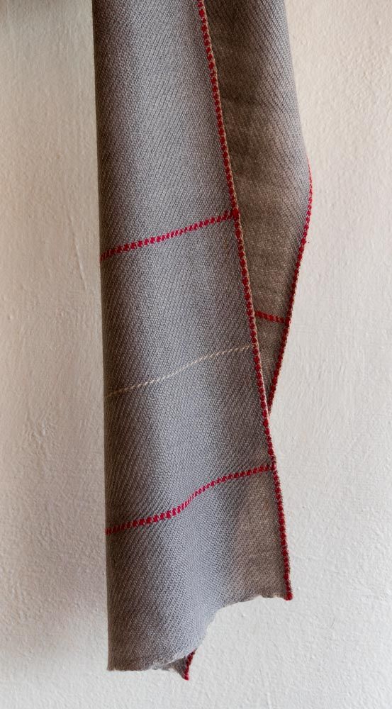 Handmade Fine Wool Scarf (Very Soft)- Grey and Red Handmade Fine Wool Scarf (Very Soft)- Grey and Red