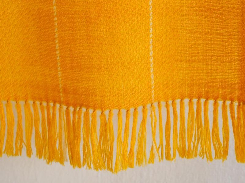 Handwoven Woollen Scarf-Coloured Orange and Beige from Tesu Flowers and Tea