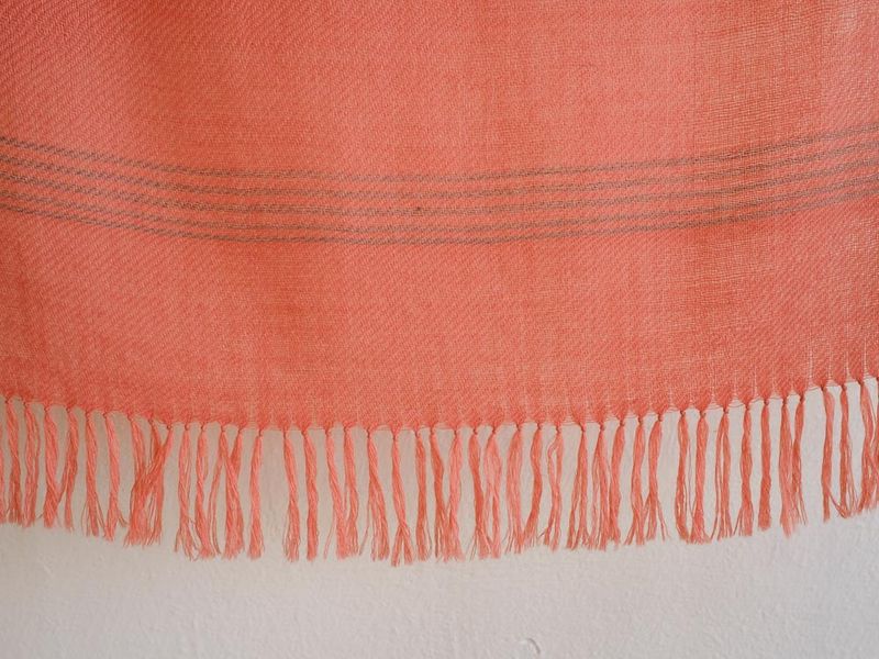 Small  Alpaca Stole- Handwoven- Pink and Grey from Natural Dyes