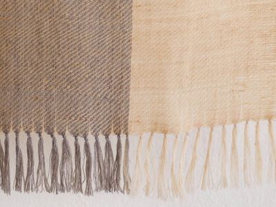 Handwoven Pashmina Scarf-Dyed Beige and Grey with Natural Dyes, Tea and Harada