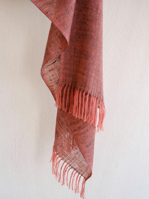 Small Handwoven Pashmina Stole- Handspun Yarn Coloured with Natural Dyes Madder and Harada