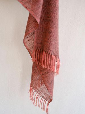 Small Handwoven Pashmina Stole- Handspun Yarn Coloured with Natural Dyes Madder and Harada