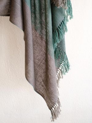 Handwoven Pure Pashmina Shawl- Natural Dyes, Indigo,  Tesu Flowers and Harada