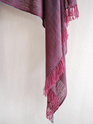 Handwoven Pure Pashmina Shawl- Natural Dyes, Indigo,  Tesu Flowers and Shellac
