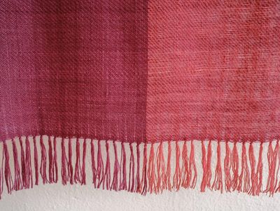 Small Handwoven Pashmina Stole- Handspun Yarn, Pink and Purple Natural Dyes Madder and Shellac