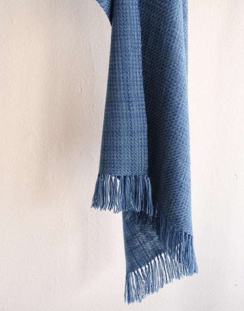 Small Stole Made With Very Fine Handspun Merino Wool Blue