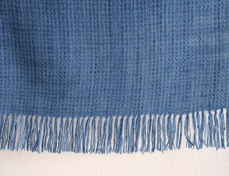 Small Stole Made With Very Fine Handspun Merino Wool Blue