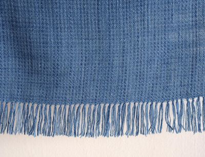 Small Stole Made With Very Fine Handspun Merino Wool Blue