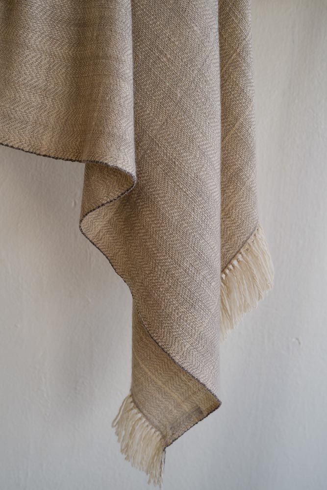 Very Fine Wool Shawl (Hand-Spun) coloured with Tea and harada