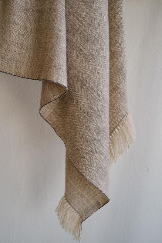 Very Fine Wool Shawl (Hand-Spun) coloured with Tea and harada