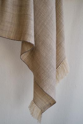 Very Fine Wool Shawl (Hand-Spun) coloured with Tea and harada