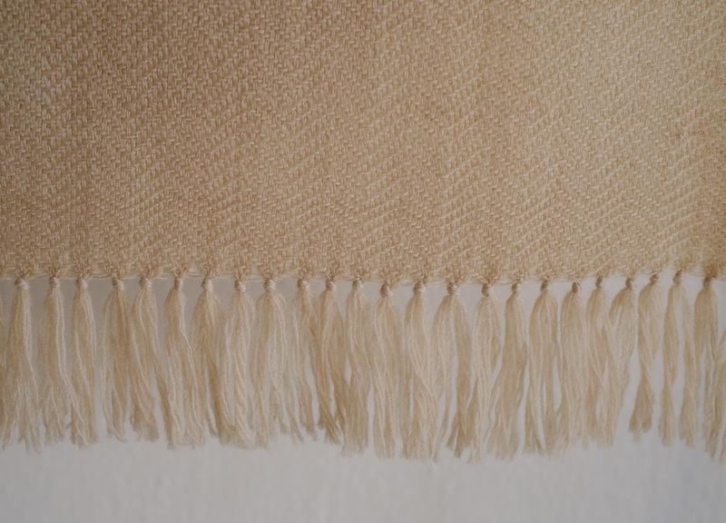 Large Woolen Shawl Handmade With Pure Wool, Dyed with Tea and Harada