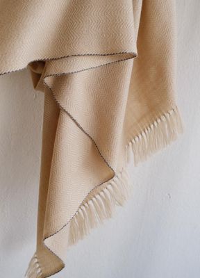 Large Woolen Shawl Handmade With Pure Wool, Dyed with Tea and Harada