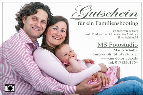 Gutschein für ein Portrait und Familienshootin​g