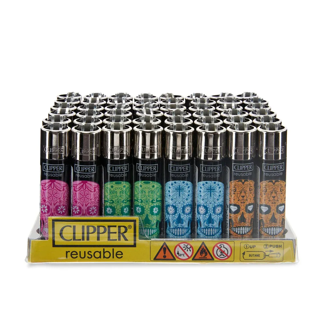 Clipper Lighter Mexican Skulls Design