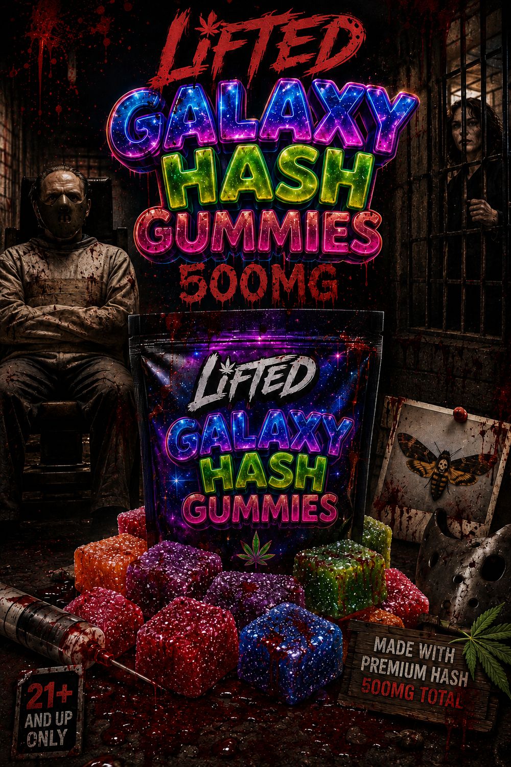 Lifted Galaxy Hash Gummies 500mg