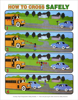 Safe Crossing STICKER (for inside the school bus)