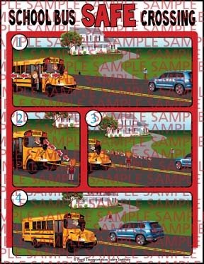School Bus Safe Crossing Sticker for inside the School Bus (UPDATED)