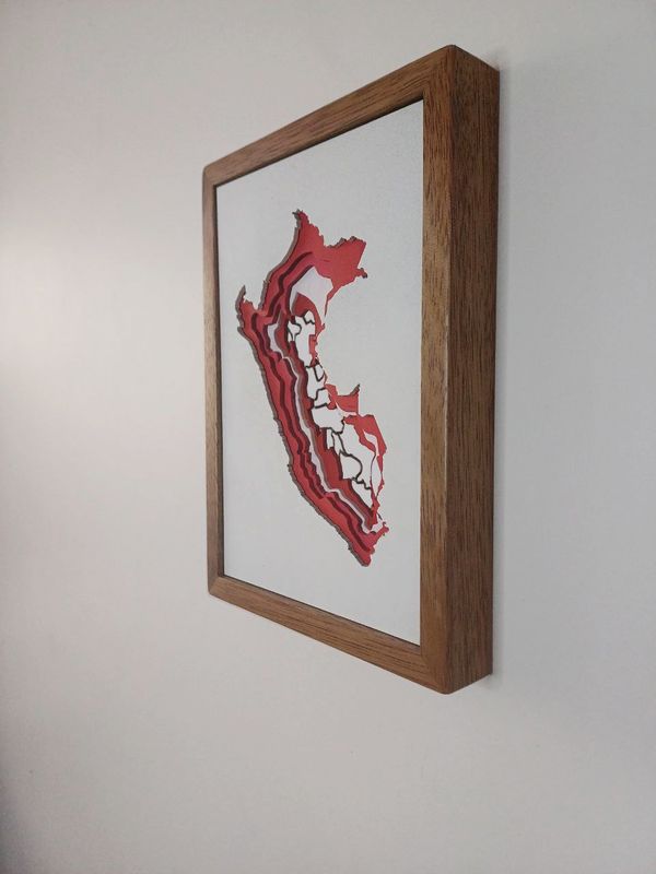 Cuadro de mapa de  Perú en alto relieve