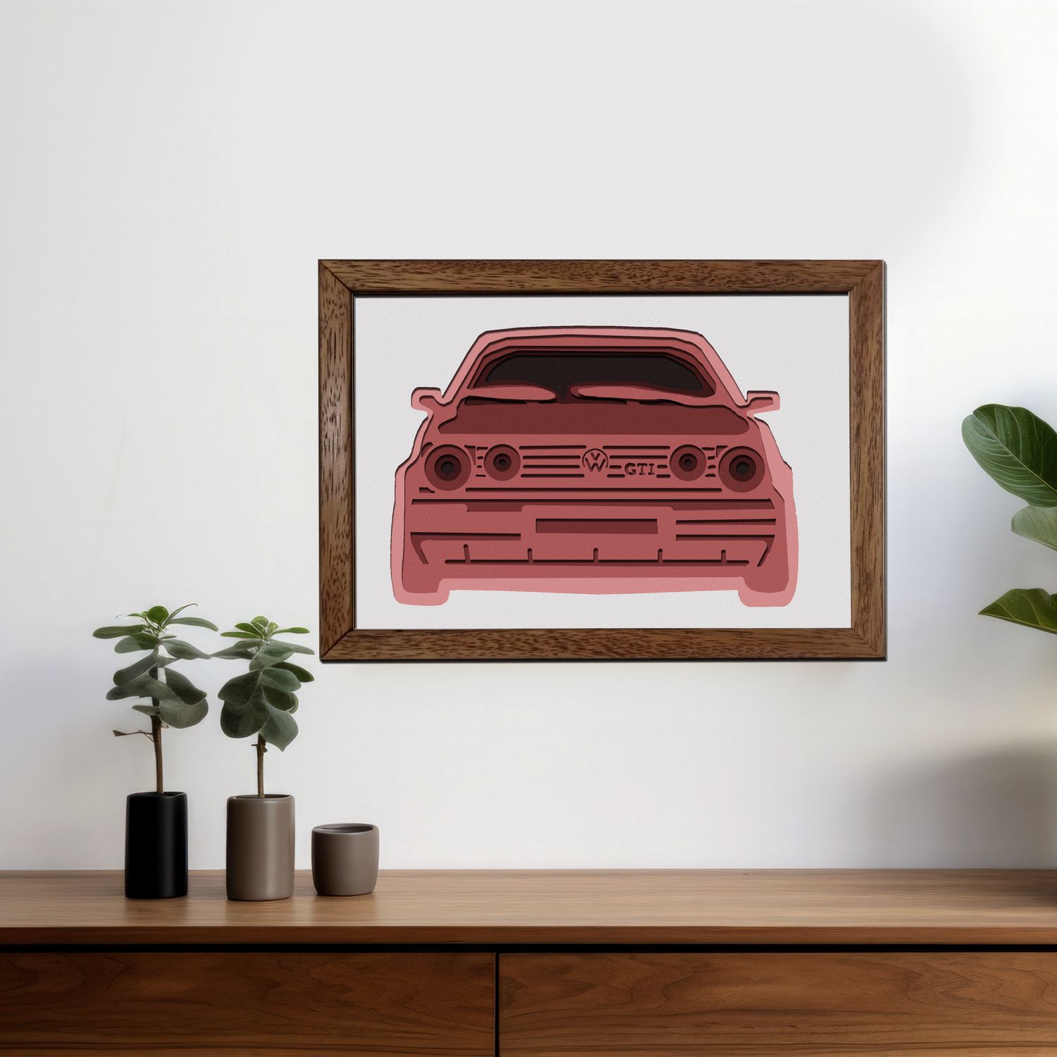 Cuadro de volkswagen golf en relieve