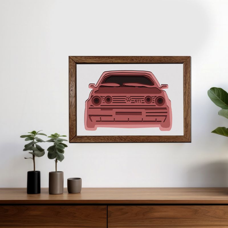 Cuadro de volkswagen golf en relieve