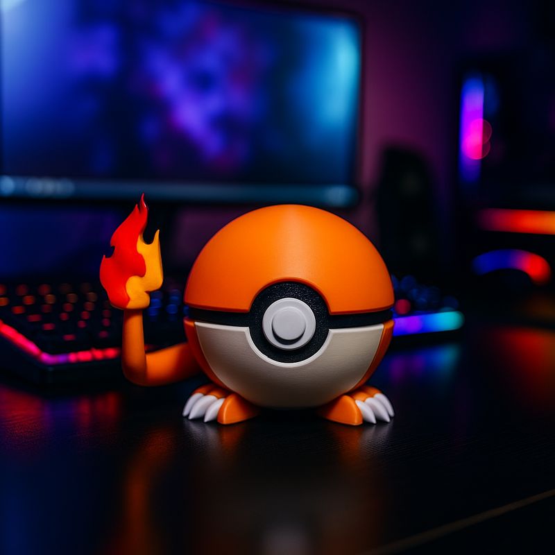 🔥 Monster Ball with Fire Tail - Light Up Your Shelf with Fire-Type Charm!